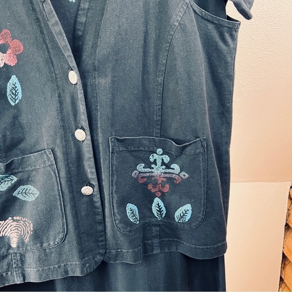 BLUE CACTUS Black Maxi Dress & Button front Vest w/two pockets. Size Large - Picture 3 of 8